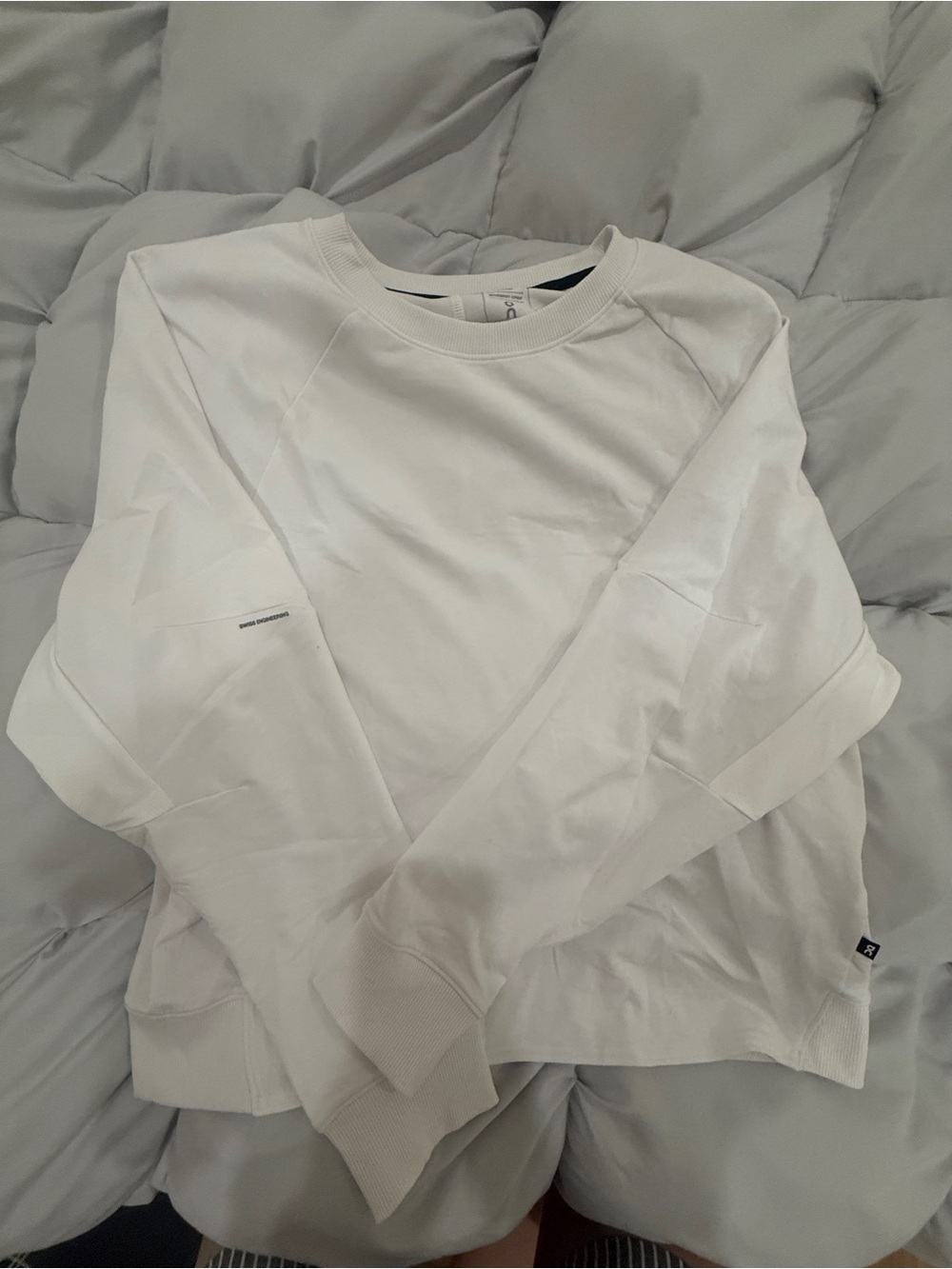 On running oversized sweatshirt